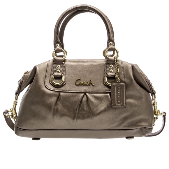 REDUCED NEW Coach Leather Top Handle Bag Purse Olive Bronze color M